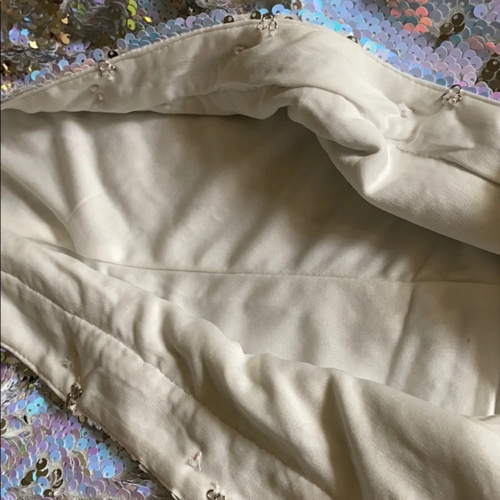 Fashion Nova Iridescent Sequin Blazer Jacket with Gold Buttons - Picture 4 of 8